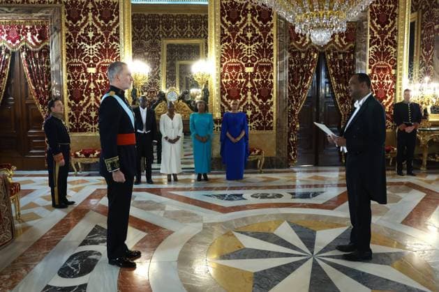 Felipe VI of Spain walking during a presentation of letters of credence in Madrid, Spain, on Wednesday, 18 February 2026. Cordon Press 