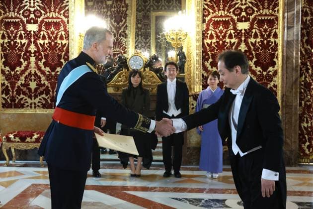 Felipe VI of Spain walking during a presentation of letters of credence in Madrid, Spain, on Wednesday, 18 February 2026. Cordon Press 
