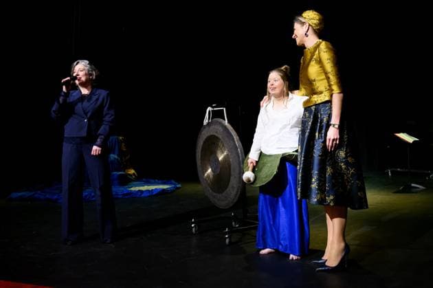 HENGELO, The Netherlands, 2026-02-18 13:02:53 HENGELO, February 18, 2026, KamaK Theater. Queen Maxima opens the new KamaK Theater in Hengelo. The professional company KamaK Theater works with actors with intellectual disabilities. With a team of directors, theater and music teachers, care workers, and a large number of volunteers, several productions are developed and staged annually. PHOTO: NLBeeld Patrick van Emst Credit: NL Beeld Patrick van Emst  Copyright: xx x