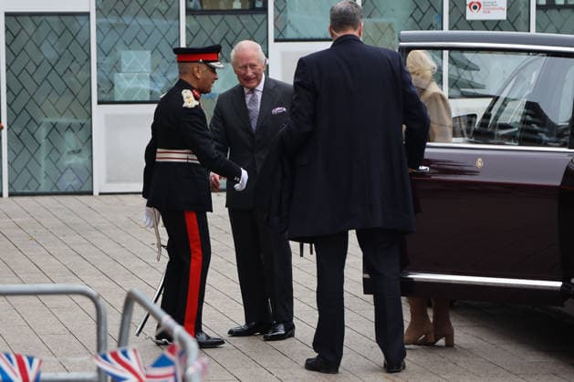 February 18, 2026, London, London, UK: London, UK. King Charles III and Queen Camilla arrive at Barking Learning Centre Community and Family Hub in east London during their visit to Barking and Dagenham, where they met a range of organisations providing support to the local community. The centre is a community-based learning facility that houses Barking Library and brings together a wide range of council services, partner organisations and local groups supporting the community. London UK  - ZUMAl94_ 20260218_zaf_l94_001 Copyright: xDinendraxHariax