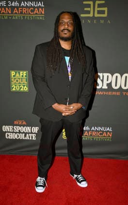 LOS ANGELES, CA- FEBRUARY 17: Oduduwa st Cyr at the 34th Annual Pan African Film & Arts Festival Opening Night Premiere of One Spoon of Chocolate at the Directors Guild of America Theater Complex in Los Angeles, California on February 17, 2026. Copyright: xKoixSojer Snap NxUxPhotos MediaPunchx