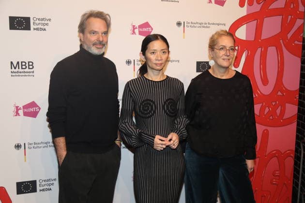 Tobias Pausinger, Chloe Zhao and Nikola Joetze at Berlinale Talents Talk Chloe Zhao In conversation at Radialsystem Kulturzentrum in Holzmarktstraße Berlin, 18 02 2026 Copyright: xMatthiasxGränzdörferx
