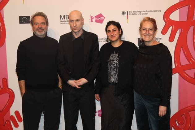 Tobias Pausinger, Daniel Blumberg, Aida Baghernejad and Nikola Joetze at Berlinale Talents Talk Composer™s Talk with Daniel Blumberg at Radialsystem Kulturzentrum in Holzmarktstraße Berlin, 18 02 2026 Copyright: xMatthiasxGränzdörferx