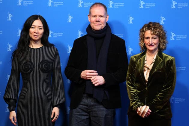 February 18, 2026, Berlin, Germany: (L-R) Chinese director Chloe Zhao, British composer Max Richter, and Berlinale director Tricia Tuttle attend the Berlinale Camera award ceremony honoring Max Richter during the 76th Berlin International Film Festival (Berlinale), Europe s first major film festival of the year, at Haus Der Berliner Festspiele in Berlin. Berlin Germany  - ZUMAf146 20260218_zip_f146_006 Copyright: xRouzbehxFouladix
