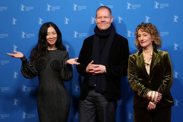 February 18, 2026, Berlin, Germany: (L-R) Chinese director Chloe Zhao, British composer Max Richter, and Berlinale director Tricia Tuttle attend the Berlinale Camera award ceremony honoring Max Richter during the 76th Berlin International Film Festival (Berlinale), Europe s first major film festival of the year, at Haus Der Berliner Festspiele in Berlin. Berlin Germany - ZUMAf146 20260218_zip_f146_009 Copyright: xRouzbehxFouladix