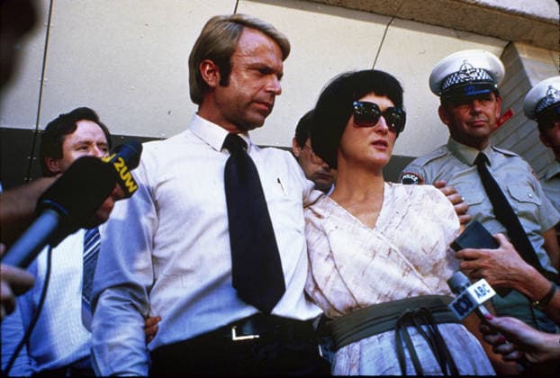 1988 - A Cry In The Dark - Movie Set RELEASE DATE: Nov 04, 1988. MOVIE TITLE: Evil Angels aka A Cry in the Dark. STUDIO: Cannon Entertainment. PLOT: Based on the true story of Lindy Chamberlain: during a camping trip to Ayer s Rock in outback Australia, she claims she witnessed a dingo stealing her baby daughter Azaria from the family tent. Azaria s body is never found. Police note some apparent inconsistencies in her story, and she is charged with murder. The case attracts a lot of attention, turning a simple investigation into a media circus, with the public divided in their opinion. PICTURED: SAM NEILL as Michael Chamberlain, MERYL STREEP as Lindy Chamberlain. Alice Springs California Australia Copyright: xCannonxEntertainmentx