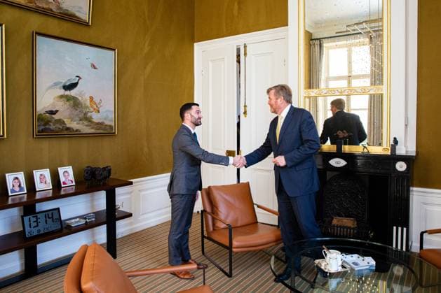 Den Haag, The Netherlands, 2026-02-18 13:13:35 THE HAGUE, 18-12-2026, Huis ten Bosh Palace King receives House of Representatives Party Chairman Stephan van Baarle - THINK PHOTO: NLBeeld POOL Wesley de Wit Credit: NL Beeld Patrick van Emst  Copyright: xx x