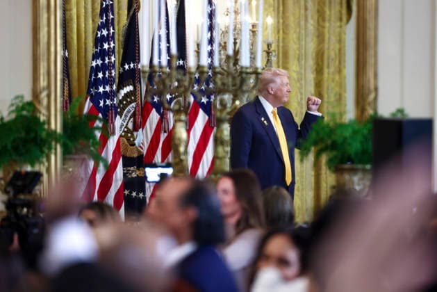 President Donald Trump speaks at a reception for Black History Month in the East Room of the White House in Washington, DC on Wednesday, February 18, 2026. The event comes less than two weeks after President Trump s Truth Social account shared a racist video of former President Barack Obama and former First Lady Michelle Obama.  WASP20260218103 JIMxLOxSCALZO