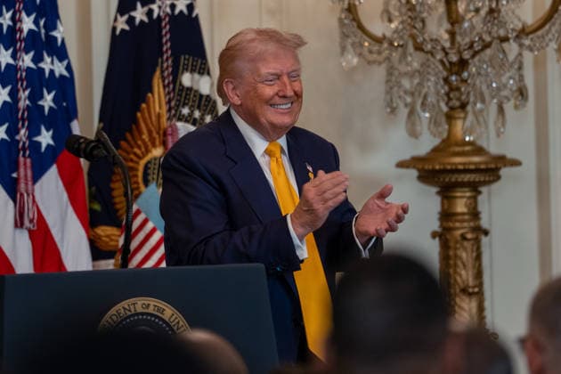 February 18, 2026, Washington, Md, United States: President DONALD TRUMP speaks at a Black History Month reception in the East Room of the White House on February 18, 2026. Washington United States  - ZUMAl312 20260218_znp_l312_038 Copyright: xAndrewxLeydenx