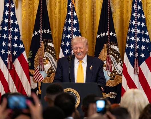 February 18, 2026, Washington, District Of Columbia, USA: United States President Donald J Trump participates in a Black History Month Reception in the East Room of the White House in Washington, DC, USA, on Wednesday, February 18, 2026 Washington USA  - ZUMAs152 20260218_faa_s152_053 Copyright: xAndrewxThomasx