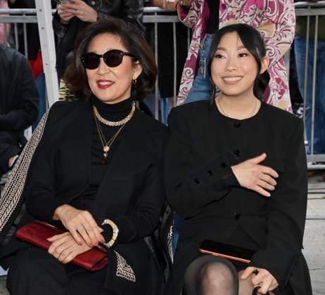 Actresses Sandra Oh (L) and Awkwafina attend an unveiling ceremony honoring Michelle Yeoh with the 2,836th star on the Hollywood Walk of Fame in Los Angeles on Wednesday, February 18, 2026.  LAP2026021829 JIMxRUYMEN