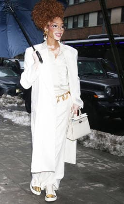 NEW YORK, NY- FEBRUARY 16: Winnie Harlow seen at Good Day NY promoting the Prime Video series The CEO Club on February 18, 2026 in New York City. Copyright: xRWx