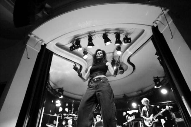 Yasmine Hamdan at a concert at Metropol in Berlin, February 18, 2026 Photo black and white converted Yasmine Hamdan concert Berlin