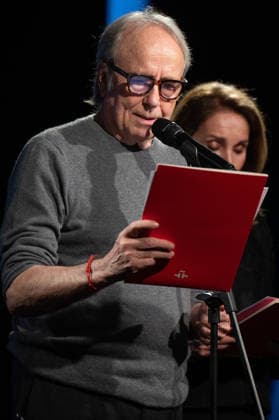 February 18, 2026, Madrid, Spain: Joan Manuel Serrat performs during the tribute to Joan Margarit at the Cervantes Institute. Madrid Spain  - ZUMAs197 20260218_aaa_s197_461 Copyright: xAtilanoxGarciax
