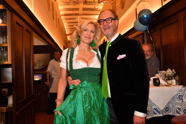 Max Dietl with wife Ash Wednesday fish dinner at the Franziskaner Munich February 18, 2026