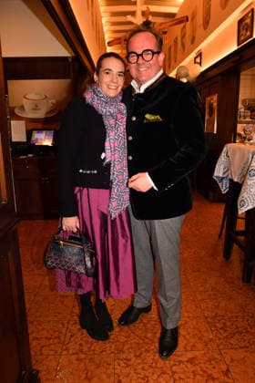Clemens Baumgärtner with wife Stefanie Ash Wednesday fish dinner at Franziskaner Munich February 18, 2026