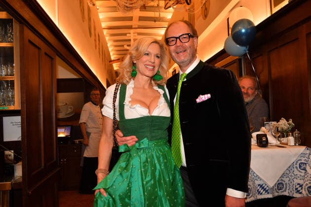 Max Dietl with wife Ash Wednesday fish dinner at the Franziskaner Munich February 18, 2026