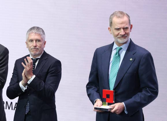 Felipe VI presides over the presentation of the IX edition of the National SME of the Year Award I D The Minister of the Interior, Fernando Grande Marlaska, and King Felipe VI during the presentation of the IX edition of the National SME of the Year Award, on February 19, 2026, in Madrid Spain The National SME of the Year Award is an award that recognizes the work of small and medium-sized Spanish companies and their initiatives in internationalization, innovation, digitization, training and employment, and sustainability 19 FEBRUARY 2026 Marta Ferná Madrid Madrid Madrid Spain  Copyright: xMartaxFernandezx 7305753