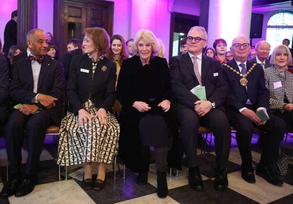 19 02 2026. London, United Kingdom. Her Majesty The Queen, as Patron, during a visit to Sinfonia Smith Square Hall. Her Majesty watched young scholars from the Tri-Borough Music Hub rehearse and perform with the Sinfonia Smith Square Orchestra. In the Crypt, the Queen was shown drawings of the proposed restoration works to create a 21st century performance facility which will allow pioneering education programmes to reach over 10,000 people annually as part of The HallÕs ÔDoors Open Capital ProjectÕ.  Copyright: xAndrewxParsonsx xParsonsxMediax PAR-9188-0009
