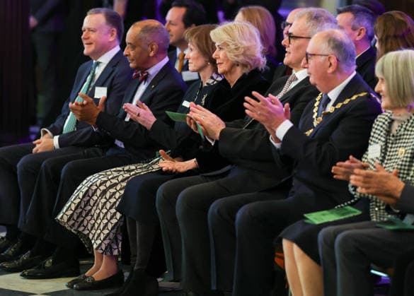 19 02 2026. London, United Kingdom. Her Majesty The Queen, as Patron, during a visit to Sinfonia Smith Square Hall. Her Majesty watched young scholars from the Tri-Borough Music Hub rehearse and perform with the Sinfonia Smith Square Orchestra. In the Crypt, the Queen was shown drawings of the proposed restoration works to create a 21st century performance facility which will allow pioneering education programmes to reach over 10,000 people annually as part of The HallÕs ÔDoors Open Capital ProjectÕ.  Copyright: xAndrewxParsonsx xParsonsxMediax PAR-9188-0018