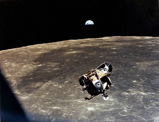 July 21, 1969 - In Lunar Orbit - FILE -- With a half-Earth in the background, the Lunar Module LM ascent stage with Moon-walking Astronauts Neil Armstrong and Edwin Aldrin Jr. aboard approaches for a rendezvous with the Apollo Command Module manned by Michael Collins on Monday, July 21, 1969. The Apollo 11 liftoff from the Moon came early, ending a 22-hour stay on the Moon by Armstrong and Aldrin.. Copyright: xNASAx - ZUMA1072 19690721_fxs_z03_653 Copyright: xIMAGO NASAx