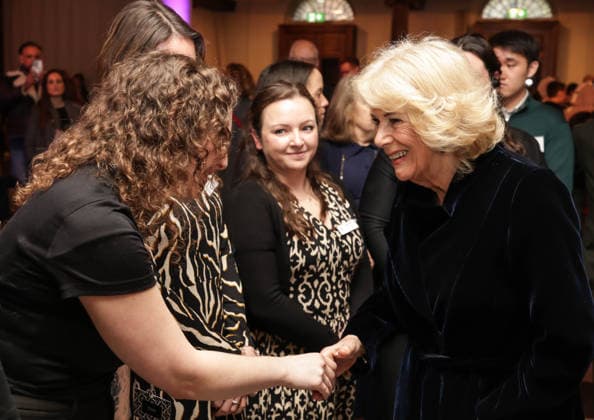 19 02 2026. London, United Kingdom. Her Majesty The Queen, as Patron, during a visit to Sinfonia Smith Square Hall. Her Majesty watched young scholars from the Tri-Borough Music Hub rehearse and perform with the Sinfonia Smith Square Orchestra. In the Crypt, the Queen was shown drawings of the proposed restoration works to create a 21st century performance facility which will allow pioneering education programmes to reach over 10,000 people annually as part of The HallÕs ÔDoors Open Capital ProjectÕ.  Copyright: xAndrewxParsonsx xParsonsxMediax PAR-9188-0042
