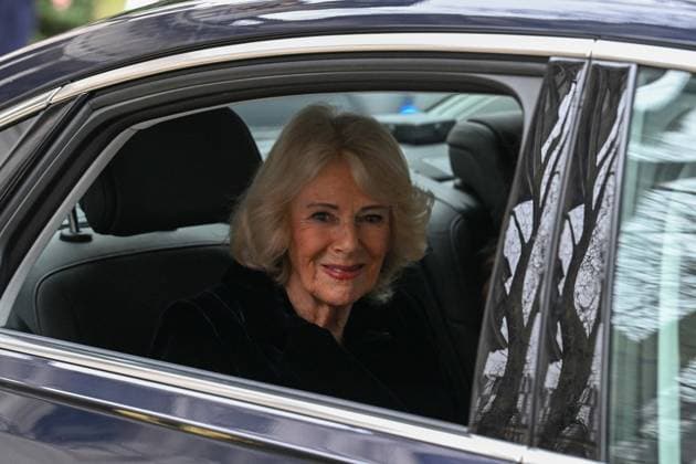 Queen Camilla leaves Sinfonia Smith Square Hall after visit in London LONDON, UNITED KINGDOM - FEBRUARY 19: Queen Camilla is seen leaving Sinfonia Smith Square Hall, of which she is patron, following her visit to the venue in London, United Kingdom on February 19, 2026. The visit takes place amid heightened public attention on the royal family following the arrest of Andrew Mountbatten-Windsor on suspicion of misconduct in public office. Rasid Necati Aslim Anadolu London United Kingdom. Editorial use only. Please get in touch for any other usage.  Copyright: x2026xAnadoluxRasidxNecatixAslimx