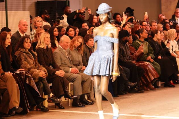 . 19 02 2026. London, United Kingdom. King Charles III at the opening of London Fashion Week, where he sat in the front row to watch the Tolu Coker show.  xStephenxLockx xi-Imagesx IIM-26581-0001