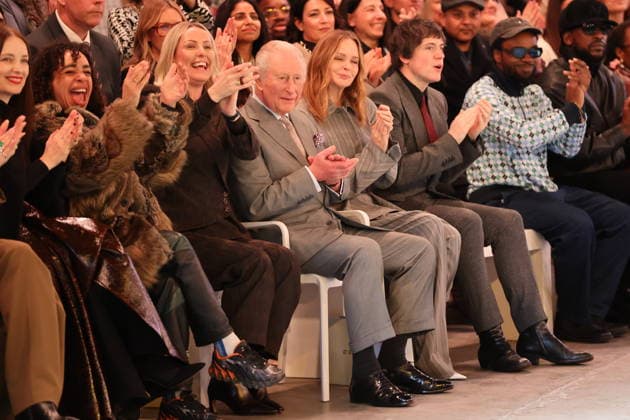 . 19 02 2026. London, United Kingdom. King Charles III at the opening of London Fashion Week, where he sat in the front row to watch the Tolu Coker show.  xStephenxLockx xi-Imagesx IIM-26581-0004