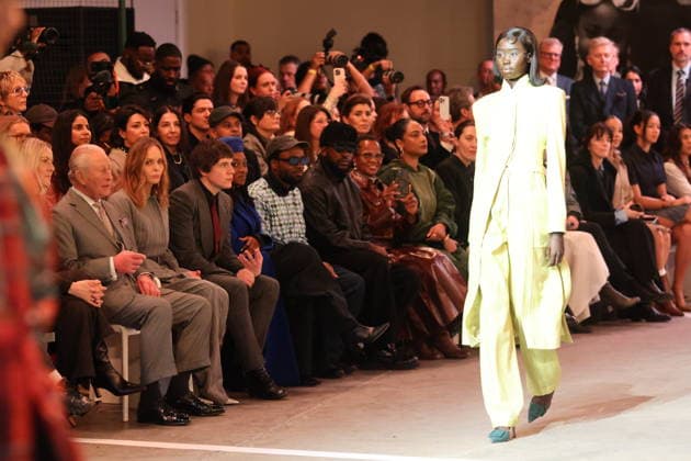 . 19 02 2026. London, United Kingdom. King Charles III at the opening of London Fashion Week, where he sat in the front row to watch the Tolu Coker show.  xStephenxLockx xi-Imagesx IIM-26581-0007