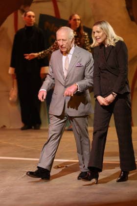 . 19 02 2026. London, United Kingdom. King Charles III at the opening of London Fashion Week, where he sat in the front row to watch the Tolu Coker show.  xStephenxLockx xi-Imagesx IIM-26581-0013