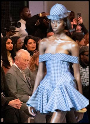 . 19 02 2026. London, United Kingdom. King Charles III at the opening of London Fashion Week, where he sat in the front row to watch the Tolu Coker show, on the day his brother Andrew Mountbatten-Windsor was arrested.  xStephenxLockx xi-Imagesx IIM-26581-0023