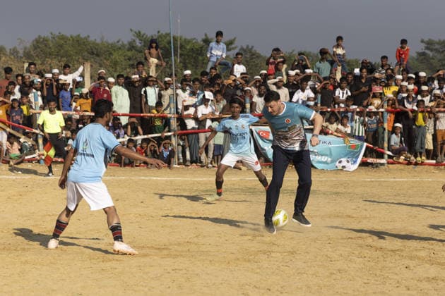 TIKA delegation joins football event in Cox’s Bazar COX S BAZAR, BANGLADESH - FEBRUARY 19: Renowned Turkish football star Mesut Ozil meets athletes during a football tournament organized by TIKA along with Chairman of the Board of Trustees of the Ilim Yayma Foundation, Necmeddin Bilal Erdogan and President of the Turkish Cooperation and Coordination Agency (TIKA), Abdullah Eren in Cox s Bazar, Bangladesh on February 19, 2026. Ozil and Eren also joined the Rohingya participants on the field, playing football together and creating an atmosphere of joy and excitement. The field was filled with Rohingya children, youth, and local residents, making the event lively and festive. Abdul Goni Anadolu Cox s Bazar Bangladesh. Editorial use only. Ple  Copyright: x2026xAnadoluxAbdulxGonix