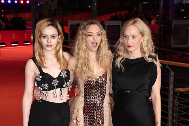 Viola Prettejohn, Amanda Seyfried and Mona Fastvold at The Testament of Ann Lee film premiere as part of the 76th Berlinale International Film Festival on 19 02 2026 in Berlin The Testament of Ann Lee film premiere with Amanda Seyfried at the 76th Berlinale in Berlin