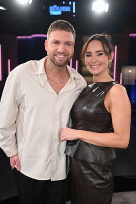 Jessica and Konstantin Streifling, known from the Netflix reality show Love is Blind as Jessi and Konsti, as guests on the WDR talk show Kölner Treff