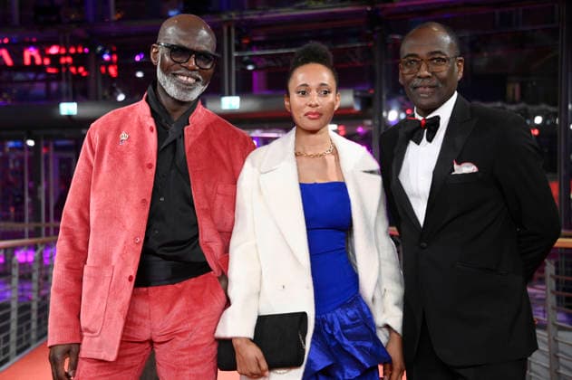 Eriq Ebouaney, Maïmouna Miawama and Mahamat Saleh Haroun at the premiere of the feature film Soumsoum, the Night of the Stars Soumsoum, la nuit des astres at the Berlinale 2026 76 Berlin International Film Festival in the Berlinale Palast Berlin, 19 02 2026 Foto:xN.xKubelkax xFuturexImagex soumsoum_6215