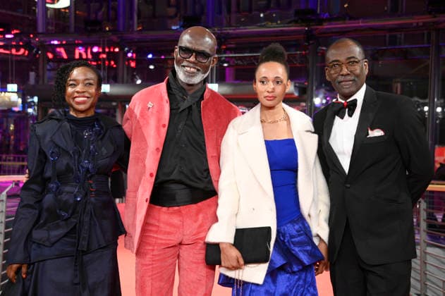 Achouackh Abakar Souleymane, Eriq Ebouaney, Maïmouna Miawama and Mahamat Saleh Haroun at the premiere of the feature film Soumsoum, the Night of the Stars Soumsoum, la nuit des astres at the Berlinale 2026 76 Berlin International Film Festival in the Berlinale Palast Berlin, 19 02 2026 Foto:xN.xKubelkax xFuturexImagex soumsoum_6219