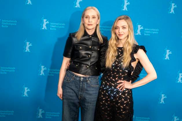 abb Mona Fastvold and Amanda Michelle Seyfried US actress and singer at the photocall for the movie Teh Testament of Ann Lee at the Berlinale 2026 76 Berlin International Film Festival at the Hotel Grand Hyatt in Berlin on February 19, 2026 Berlin Germany