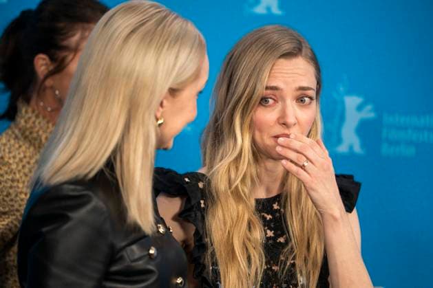 abb Mona Fastvold and Amanda Michelle Seyfried US actress and singer at the photocall for the movie Teh Testament of Ann Lee at the Berlinale 2026 76 Berlin International Film Festival at the Hotel Grand Hyatt in Berlin on February 19, 2026 Berlin Germany