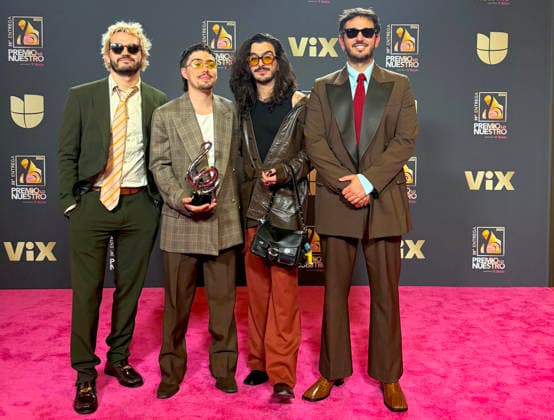 Colombian music band Morat members pose with an awards at tthe red carpet of Lo Nuestro Awards (focus in the Latin music) gala held in Miami, Florida, USA on 19 February 2026. Red carpet of Lo Nuestro Awards (focus in the Latin music) gala !ACHTUNG: NUR REDAKTIONELLE NUTZUNG!  Copyright: xAliciaxCivitax USA8609 20260220-55019458891_1