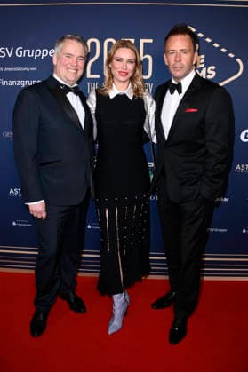 Spencer Chaplin, Kiera Chaplin and Stefan Kiwit at the 99Fire Films Award during the Berlinale 2026 in the Astor Film Lounge Berlin, 19 02 2026 Foto:xN.xKubelkax xFuturexImagex fire_6216
