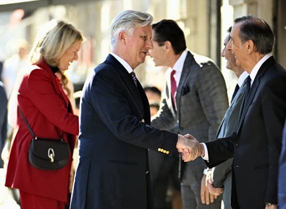 Queen Mathilde of Belgium, King Philippe - Filip of Belgium and Milan City Mayor Giuseppe Sala pictured during a royal visit to the Milano Cortina 2026 Olympic Winter Games, on Friday 20 February 2026 in Milan, Italy. The XXV Winter Olympics take place from 6 to 22 February 2026 in Italy.  JASPERxJACOBS 164314800