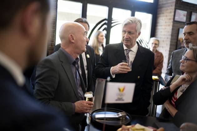 Belgian state lottery CEO Jannie Haek and King Philippe - Filip of Belgium pictured during a royal visit to the Milano Cortina 2026 Olympic Winter Games, on Friday 20 February 2026 in Milan, Italy. The XXV Winter Olympics take place from 6 to 22 February 2026 in Italy.  JASPERxJACOBS 164317300