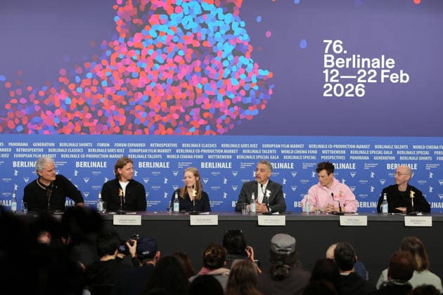 February 20, 2026, Berlin, Germany: (L-R) Cinematographer Sam Levy, Film producer Leopold Hughes, Producer Katie McNeill, Actor John Turturro, and Director Noah Segan attend a press conference for the film The Only Living Pickpocket In New York during the 76th Berlin International Film Festival (Berlinale), which is Europe s first major film festival of the year, at the Grand Hyatt Hotel in Berlin. The festival runs from February 12 to 22, 2026. Berlin Germany - ZUMAf146 20260220_zip_f146_034 Copyright: xRouzbehxFouladix