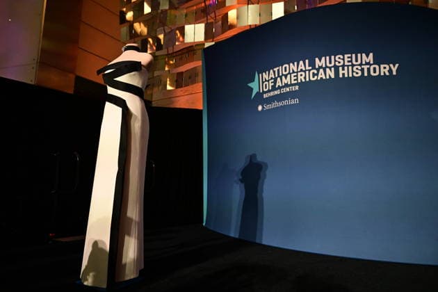 First Lady of US Melania Trump’s 2025 inaugural ball gown event WASHINGTON, UNITED STATES - FEBRUARY 20: A view of strapless black-and-white gown, designed by first Lady of the US Melania Trump’s fashion designer and stylist Herve Pierre, at the Smithsonian National Museum of American History in Washington, D.C., US on February 20, 2026. The strapless black-and-white gown was designed by her longtime fashion designer and stylist, Herve Pierre, who is seen sketching it for the first lady and fitting her in it in Melania, her recently released documentary. Kyle Mazza Anadolu Washington United States. Editorial use only. Please get in touch for any other usage.  Copyright: x2026xAnadoluxKylexMazzax