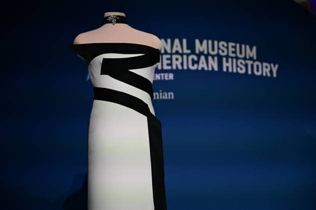 First Lady of US Melania Trump’s 2025 inaugural ball gown event WASHINGTON, UNITED STATES - FEBRUARY 20: A view of strapless black-and-white gown, designed by first Lady of the US Melania Trump’s fashion designer and stylist Herve Pierre, at the Smithsonian National Museum of American History in Washington, D.C., US on February 20, 2026. The strapless black-and-white gown was designed by her longtime fashion designer and stylist, Herve Pierre, who is seen sketching it for the first lady and fitting her in it in Melania, her recently released documentary. Kyle Mazza Anadolu Washington United States. Editorial use only. Please get in touch for any other usage.  Copyright: x2026xAnadoluxKylexMazzax