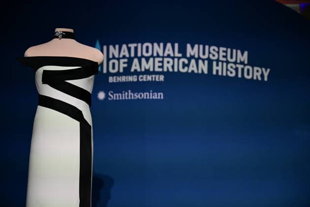 First Lady of US Melania Trump’s 2025 inaugural ball gown event WASHINGTON, UNITED STATES - FEBRUARY 20: A view of strapless black-and-white gown, designed by first Lady of the US Melania Trump’s fashion designer and stylist Herve Pierre, at the Smithsonian National Museum of American History in Washington, D.C., US on February 20, 2026. The strapless black-and-white gown was designed by her longtime fashion designer and stylist, Herve Pierre, who is seen sketching it for the first lady and fitting her in it in Melania, her recently released documentary. Kyle Mazza Anadolu Washington United States. Editorial use only. Please get in touch for any other usage.  Copyright: x2026xAnadoluxKylexMazzax