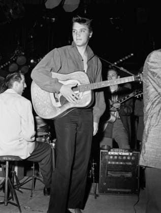 Elvis Presley backstage during his performance on The Ed Sullivan Show, September 9, 1956. File Reference 34973_128THA Hollywood CA USA  34973_128THA