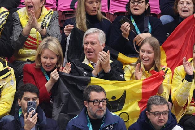 Winter Olympics - Belgium Royal Family at Ice Skating Arena (L-R) Queen Mathilde, King Philippe Filip of Belgium and Princess Eleonore during the Short Track Speed Skating Women s 1500m on day fourteen of the Milano Cortina 2026 Winter Olympic games at Milano Speed Skating Stadium on February 20, 2026 in Milan, Italy. Photo by Alexis Jumeau ABACAPRESS.COM Milan Italy  Copyright: xJumeauxAlexis ABACAx