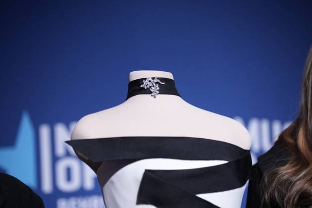 Melania Trump presents her Inaugural Gown - Washington US First Lady Melania Trump presents her 2025 inaugural gown to the Smithsonian First Ladies Collection at the National Museum of American History in Washington on February 20, 2026. The gown, designed by French American fashion and costume designer Herve Pierre, was worn by the First Lady during the 2025 inaugural balls. Photo by Yuri Gripas ABACAPRESS.COM Washington DC United States  Copyright: xGripasxYuri ABACAx